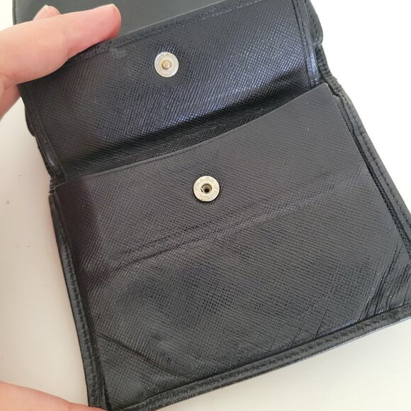 PRADA Black Nero Saffiano Leather Wallet Medium Bifold Compact Unisex Authentic - Picture 9 of 15